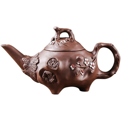 500ML Yixing Purple Clay Pot Shaped Teapot Long Beaked Pot Filtration Purple Clay Vermicelli Teapot Kung Fu Tea Set