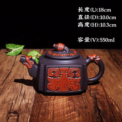 500cc vintage Purple clay Teapot Ceramic Tea Maker Kung Fu Tea Set Jump Knife Carving Pot Handmade Single Pot
