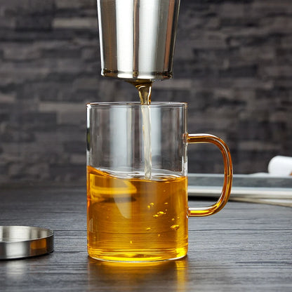 500ml Glass Tea Mug Tea Infuser Mug Large Milk Coffee Mug Heat Resistant Glass Cup Tea Mug With Lid And Stainless Steel Filter