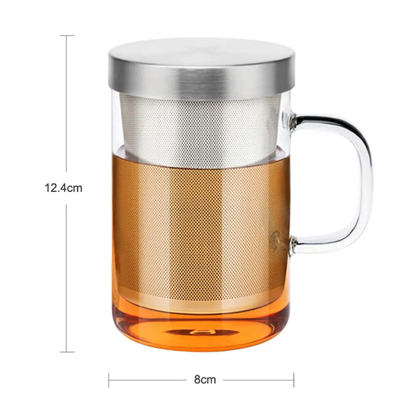 500ml Glass Tea Mug Tea Infuser Mug Large Milk Coffee Mug Heat Resistant Glass Cup Tea Mug With Lid And Stainless Steel Filter