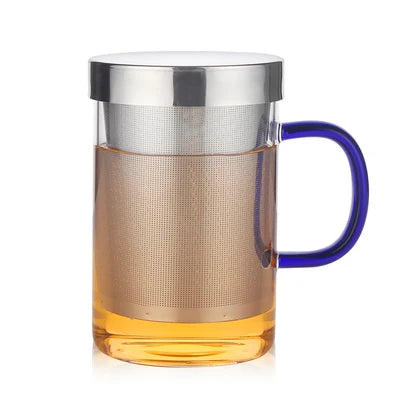 500ml Glass Tea Mug Tea Infuser Mug Large Milk Coffee Mug Heat Resistant Glass Cup Tea Mug With Lid And Stainless Steel Filter