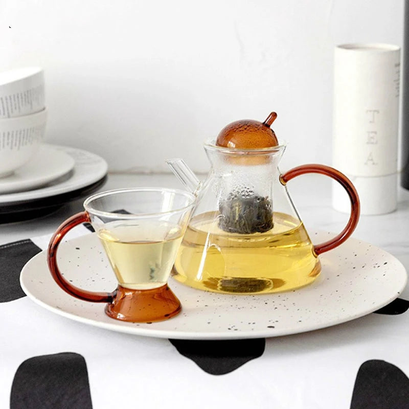 500ml Heat-resistant Glass Teapot Coffee Milk Tea Cup Flower Puer Tea Kettle Chinese Kung Fu Tea Set Nordic Modern Coffee Pot