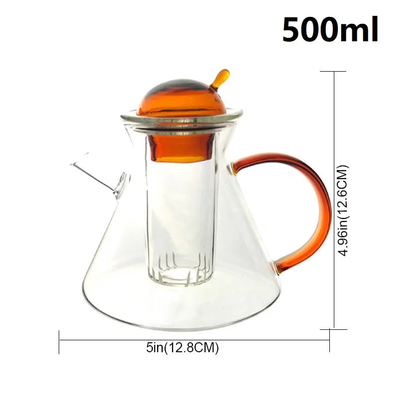 500ml Heat-resistant Glass Teapot Coffee Milk Tea Cup Flower Puer Tea Kettle Chinese Kung Fu Tea Set Nordic Modern Coffee Pot