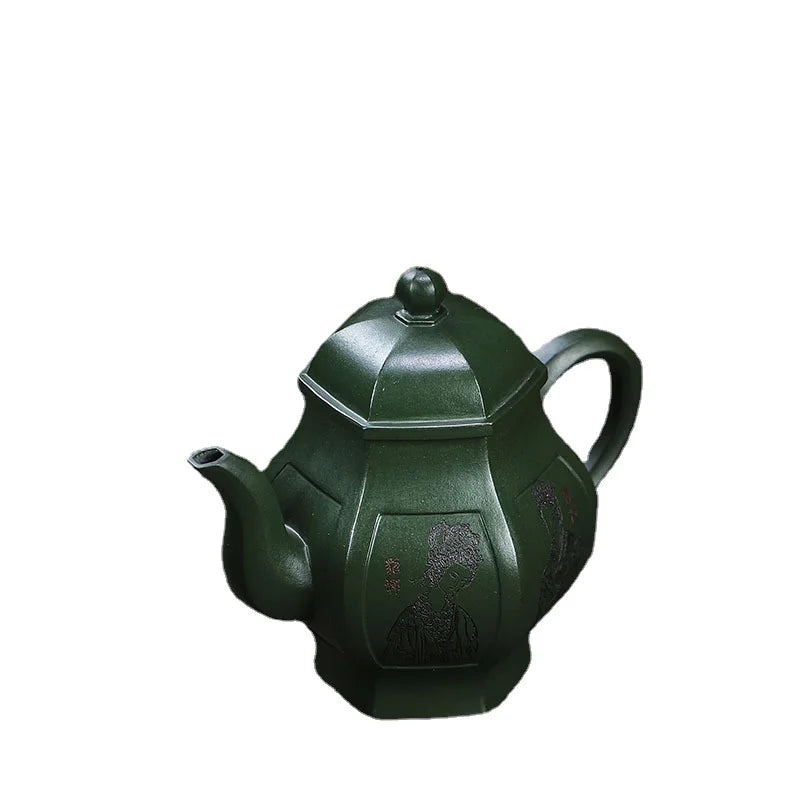 500ml High-end Chinese Yixing Raw Ore Green Clay Zisha Tea Pots Handmade Household Kung Fu Tea Set Tea Ceremony Accessories Gift