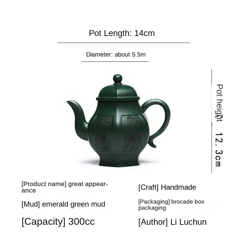 500ml High-end Chinese Yixing Raw Ore Green Clay Zisha Tea Pots Handmade Household Kung Fu Tea Set Tea Ceremony Accessories Gift
