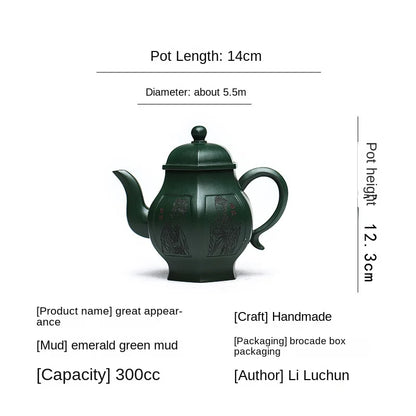 500ml High-end Chinese Yixing Raw Ore Green Clay Zisha Tea Pots Handmade Household Kung Fu Tea Set Tea Ceremony Accessories Gift