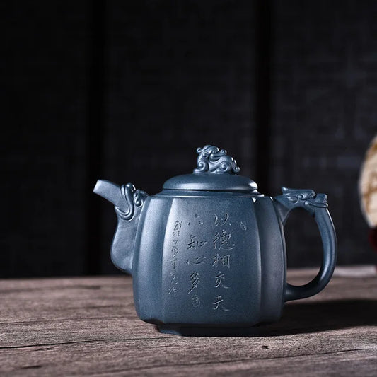 500ml Yixing Purple Sand Tea Pot Genuine Handmade Green Mud Quartet Teapot Large Capacity Kung Fu Zisha Tea Kettle Free Shipping