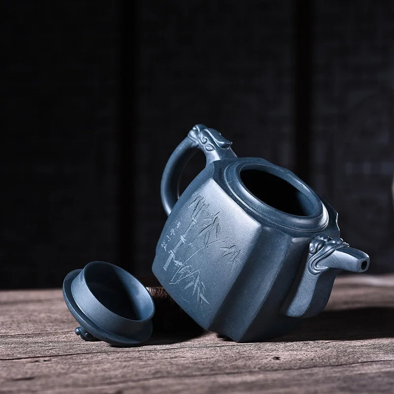 500ml Yixing Purple Sand Tea Pot Genuine Handmade Green Mud Quartet Teapot Large Capacity Kung Fu Zisha Tea Kettle Free Shipping