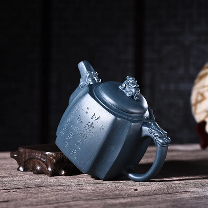 500ml Yixing Purple Sand Tea Pot Genuine Handmade Green Mud Quartet Teapot Large Capacity Kung Fu Zisha Tea Kettle Free Shipping