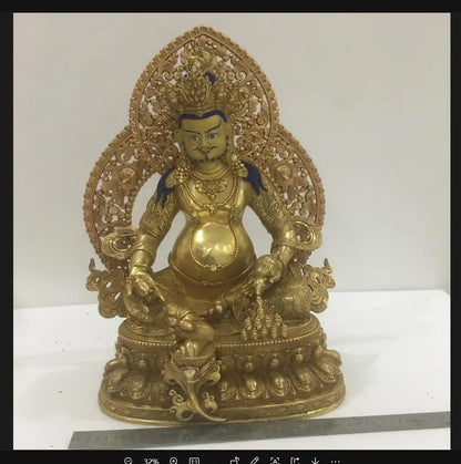 50CM Tibeta Buddhism Temple Copper Bronze  Yellow Jambhala Buddha Statue