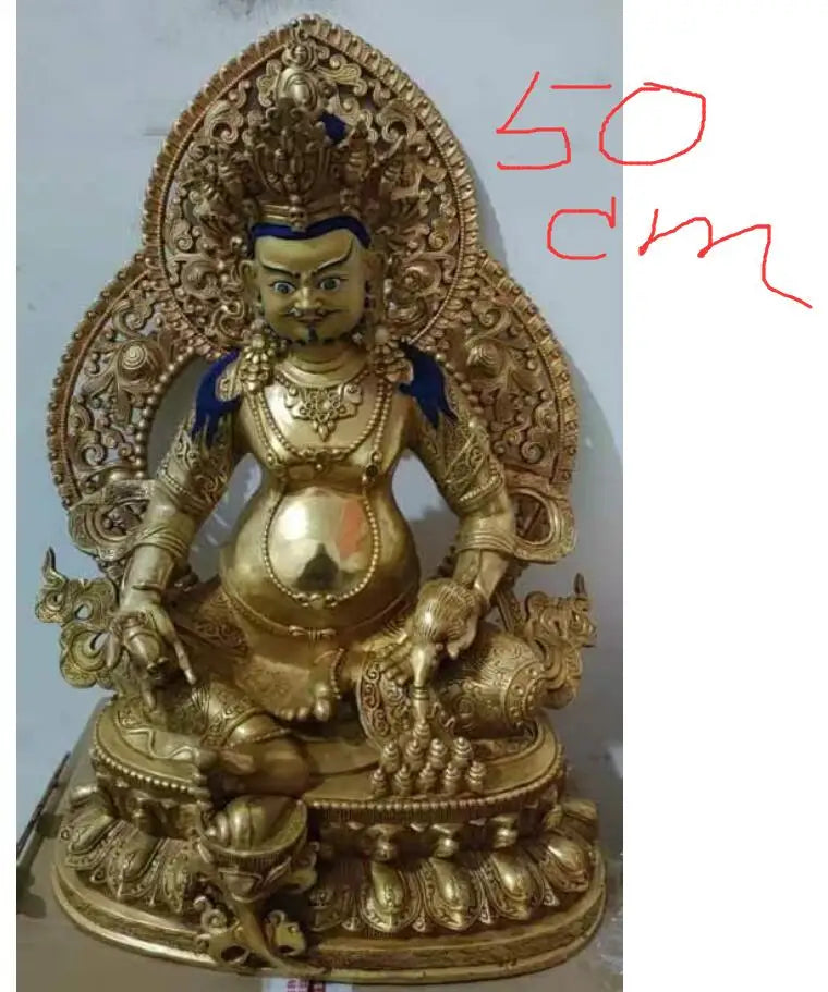 50CM Tibeta Buddhism Temple Copper Bronze  Yellow Jambhala Buddha Statue