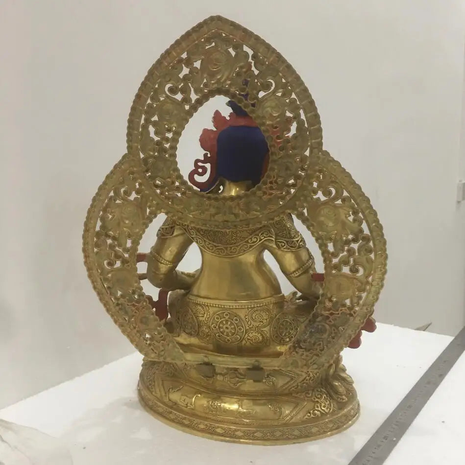 50CM Tibeta Buddhism Temple Copper Bronze  Yellow Jambhala Buddha Statue