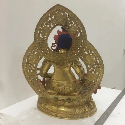 50CM Tibeta Buddhism Temple Copper Bronze  Yellow Jambhala Buddha Statue