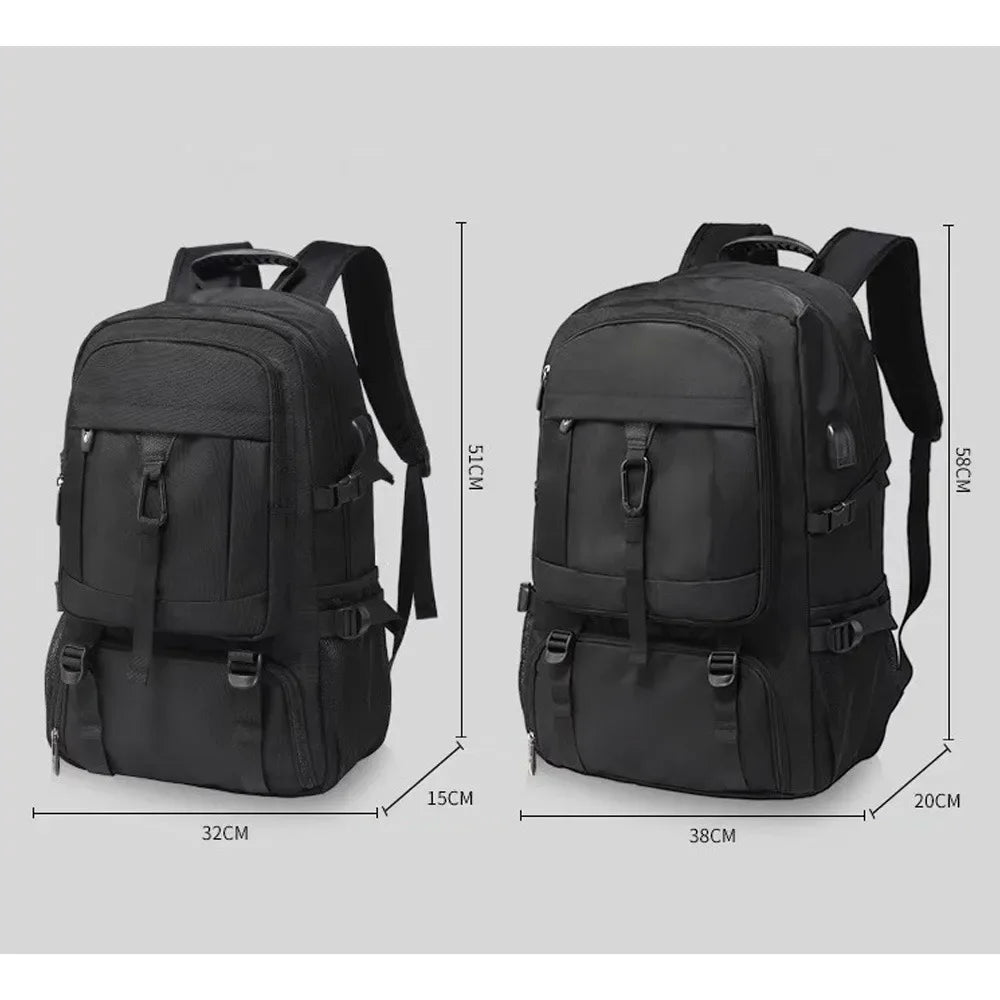 50L 80L Expandable Men's Backpack 17.3 Laptop USB Charging Waterproof Hiking Casual Travel Outdoor Backpacks Shoe Compartment