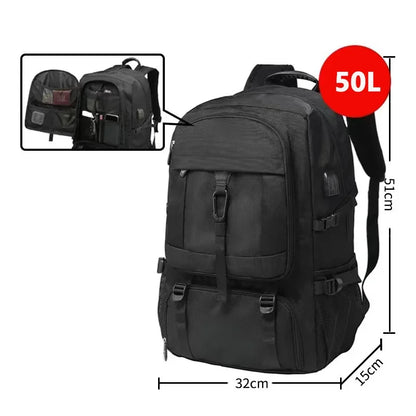 50L 80L Expandable Men's Backpack 17.3 Laptop USB Charging Waterproof Hiking Casual Travel Outdoor Backpacks Shoe Compartment