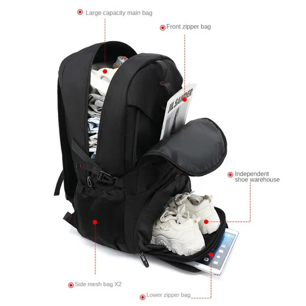 50L 80L Expandable Men's Backpack 17.3 Laptop USB Charging Waterproof Hiking Casual Travel Outdoor Backpacks Shoe Compartment