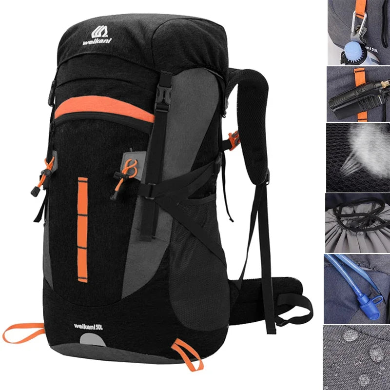 50L Unisex Waterproof Outdoor Trekking Rucksack Climbing Camping Backpack Travel Sports Bag Pack For Male Female
