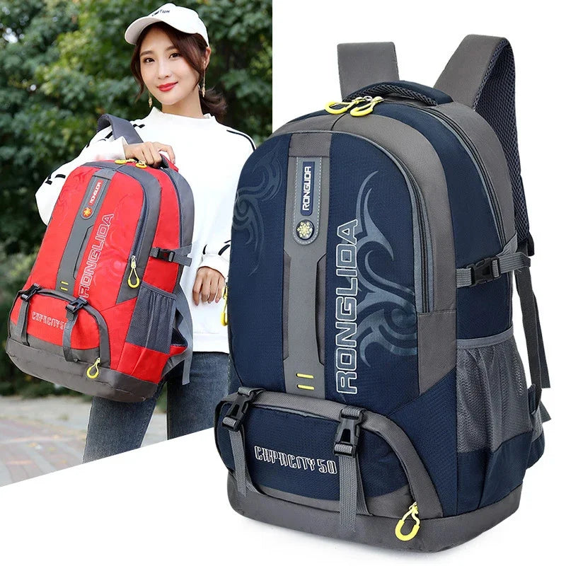 50L unisex men's travel back pack sports bag outdoor trekking Nylon hiking rucksack Climbing Camping backpack for male