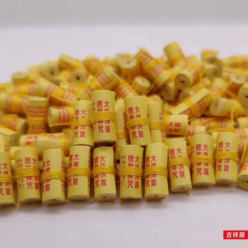 50PCS Wholesale Buddhist supplies miniature Shurangama Mantra Buddhist scriptures Paper roll amulet talisman Temple Abbot
