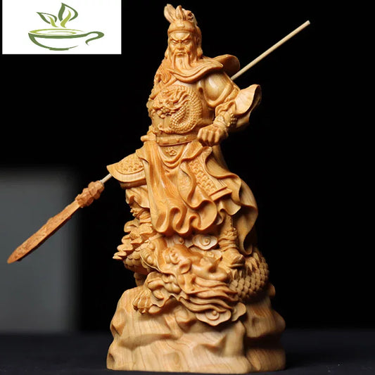 12CM Traditional Handicraft Wooden Kowloon Guan Gong Three Kingdoms Period Figures Statue Home Decor Lucky Statue