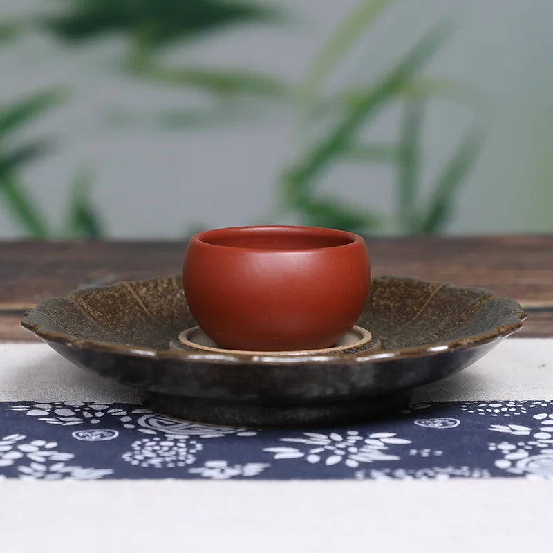 50cc Chinese Yixing Purple Clay Small Tea Cup Raw Ore Da Hong Pao Mud Tea Cup Handmade Exquisite Kungfu Tea Set Accessories