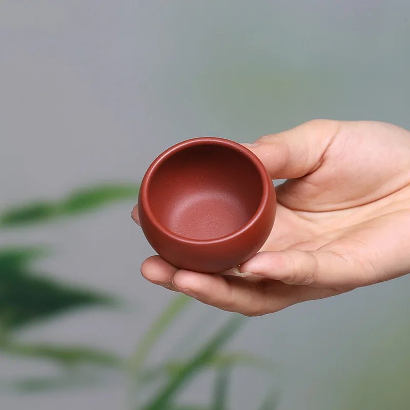 50cc Chinese Yixing Purple Clay Small Tea Cup Raw Ore Da Hong Pao Mud Tea Cup Handmade Exquisite Kungfu Tea Set Accessories