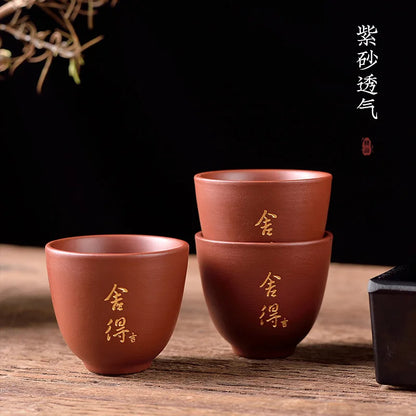 50cc Chinese Yixing Purple Clay Teacup Coffee Cup Oolong Tea Handmade Boutique Tea Bowl Master Tea Cup Portable Personal Single