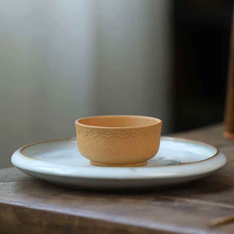50cc Creative Ceramic Cup Purple Clay Teacup Chinese Multi-Function Crack Teacup Home Glaze Cute Mini Round Small Teacup