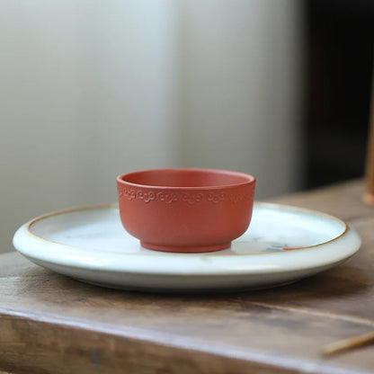 50cc Creative Ceramic Cup Purple Clay Teacup Chinese Multi-Function Crack Teacup Home Glaze Cute Mini Round Small Teacup