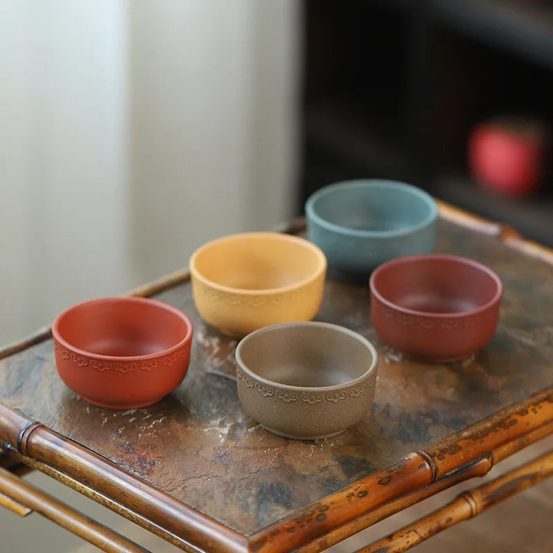 50cc Creative Ceramic Cup Purple Clay Teacup Chinese Multi-Function Crack Teacup Home Glaze Cute Mini Round Small Teacup