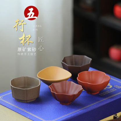 50cc Yixing 5-color Purple Sand Tea Cup 5 Kinds Of Mud Chinese Kung Fu Teacup Hand Made Heat Resistant Drinkware