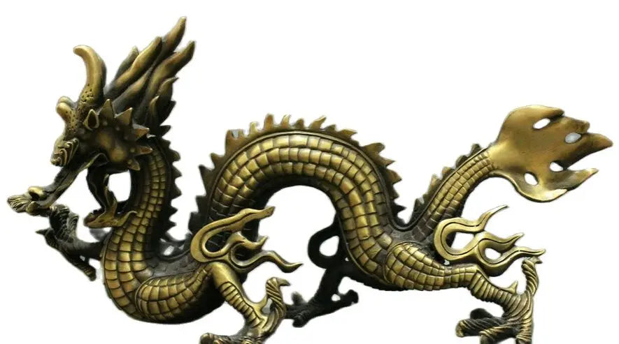 50cm  20" Chinese Year Zodiac Bronze Decoration FengShui Wealth Myth Fly Dragon Statue