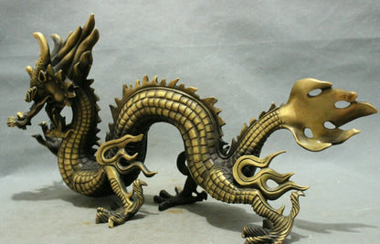50cm  20" Chinese Year Zodiac Bronze Decoration FengShui Wealth Myth Fly Dragon Statue