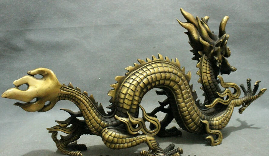 50cm  20" Chinese Year Zodiac Bronze Decoration FengShui Wealth Myth Fly Dragon Statue