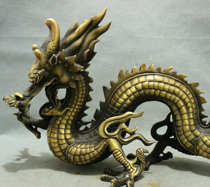 50cm  20" Chinese Year Zodiac Bronze Decoration FengShui Wealth Myth Fly Dragon Statue