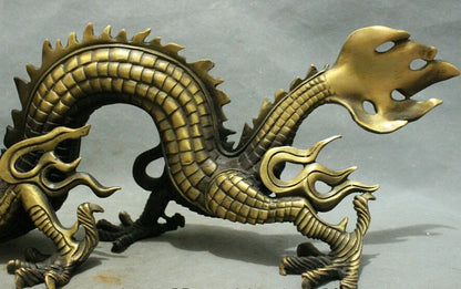 50cm  20" Chinese Year Zodiac Bronze Decoration FengShui Wealth Myth Fly Dragon Statue