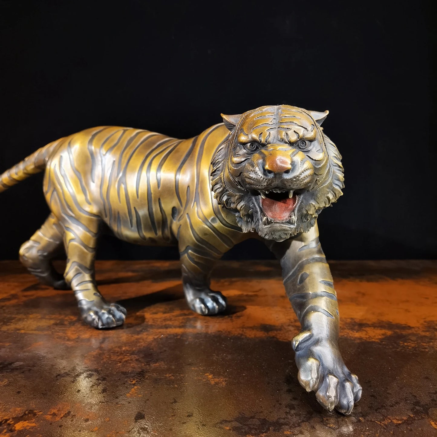 50cm large Limited Edition great master Original flash Jaguar tiger bronze Sculpture home office business animal TOP Ornament