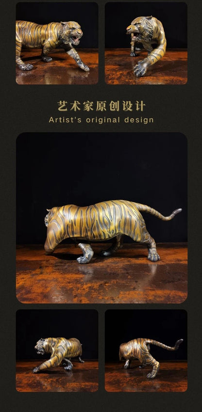 50cm large Limited Edition great master Original flash Jaguar tiger bronze Sculpture home office business animal TOP Ornament