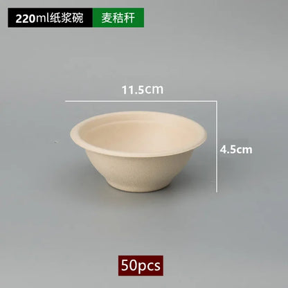 50pcs Degradable Disposable Plates Company Family Gathering Dinner Plate and Bowl Thickened Paper Tableware Kitchen Accessories