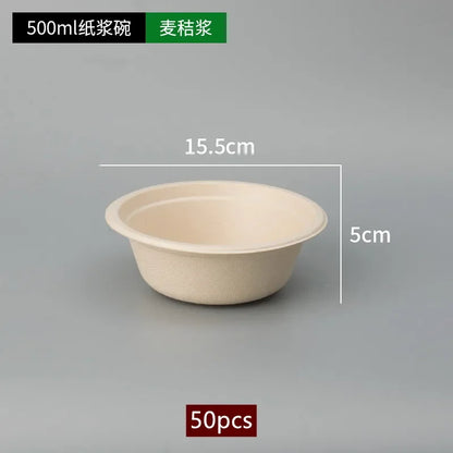 50pcs Degradable Disposable Plates Company Family Gathering Dinner Plate and Bowl Thickened Paper Tableware Kitchen Accessories