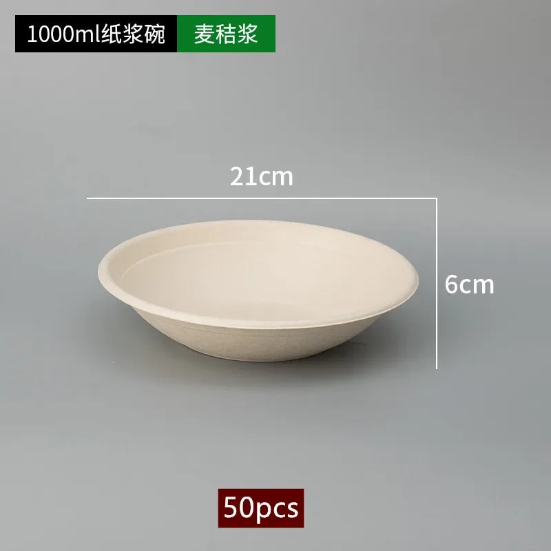 50pcs Degradable Disposable Plates Company Family Gathering Dinner Plate and Bowl Thickened Paper Tableware Kitchen Accessories