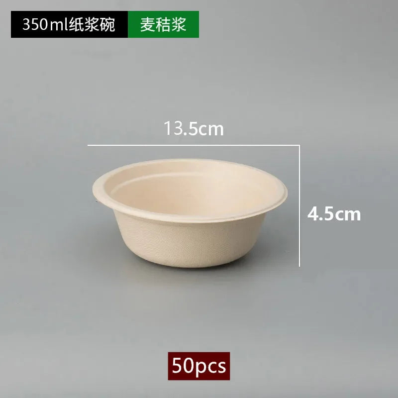 50pcs Degradable Disposable Plates Company Family Gathering Dinner Plate and Bowl Thickened Paper Tableware Kitchen Accessories