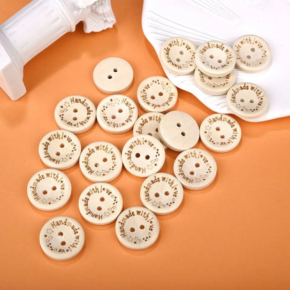 50pcs/Pack 20mm Wooden Buttons Handmade DIY Round Button For Scrapbooking Crafts Clothes Repair Decor Sewing Button Accessories