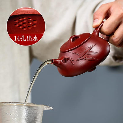 Chinese Tea Pot Yixing Zisha Teapot Bamboo Jingzhou Stone Scoop Teapot Raw Ore Dahongpao Pure Handmade Tea pot Household Teapot