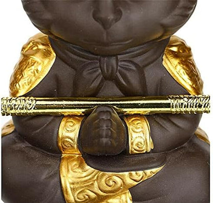 EatingBiting Chinese Zisha Tea Pet Chinese Purple Clay Decoration Monkey King Kung Fu Tea Set Monkey King Tea Pet for Home Tea Tray Decor