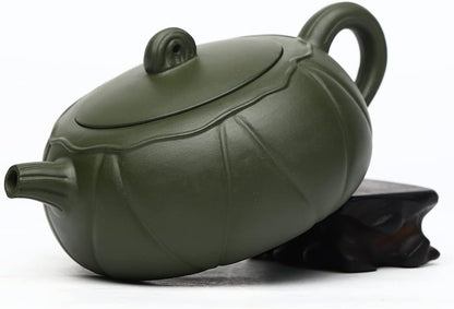 SILINE Zisha Teapot 10 Oz/300cc,Chinese Yixing Green Clay Handmade Teapot,Brew Filter Kung Fu Loose Leaf Tea Maker