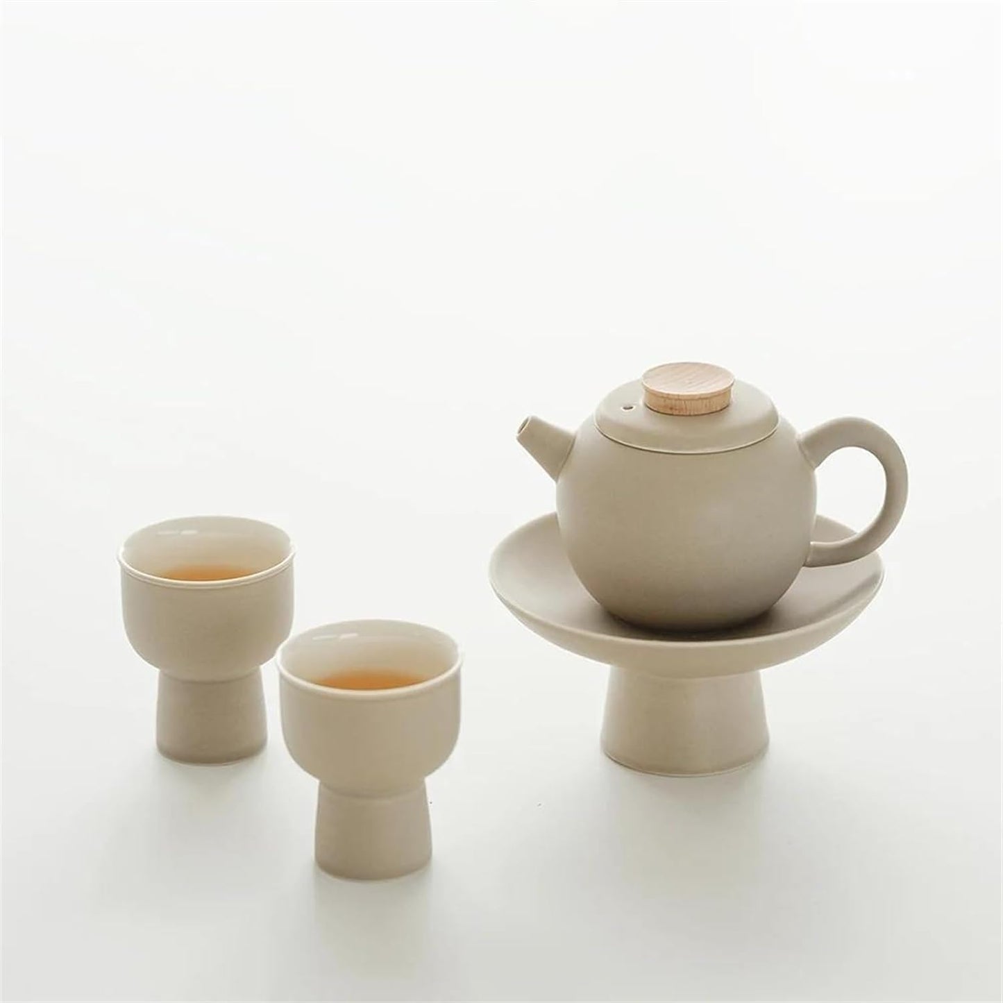 Afternoon Tea Set Light Brewing Ceramic Tea Set Fresh Cream Design Japanese Style Tea Cup Goblet Tray Tea Set For Adults (Color : B)