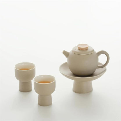 Afternoon Tea Set Light Brewing Ceramic Tea Set Fresh Cream Design Japanese Style Tea Cup Goblet Tray Tea Set For Adults (Color : B)