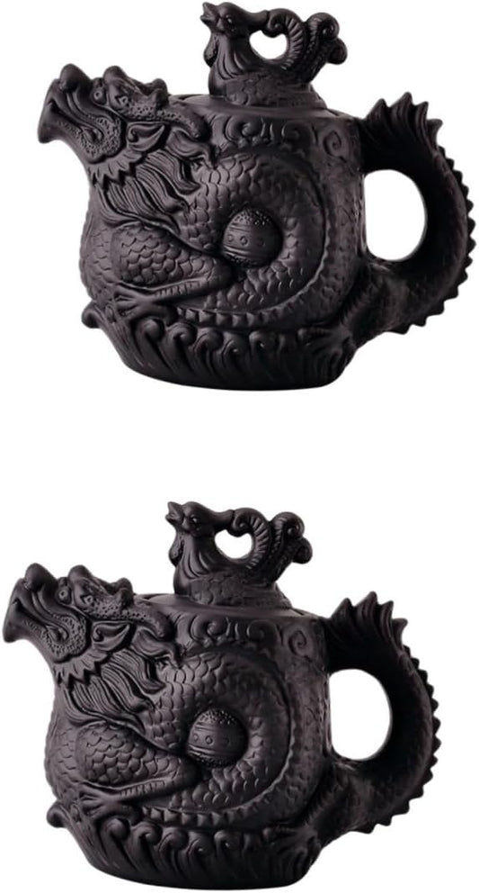 MAGICLULU 2pcs Dragon Phoenix Purple Clay Teapot Ceramic Zisha Teapot 510 Porcelain Kettle Teapot Warmer Japanese Tea Kettle Dragon Tea Pot Loose Tea Chinese Style Office