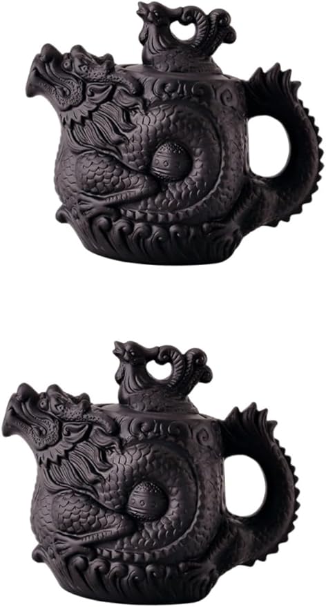MAGICLULU 2pcs Dragon Phoenix Purple Clay Teapot Ceramic Zisha Teapot 510 Porcelain Kettle Teapot Warmer Japanese Tea Kettle Dragon Tea Pot Loose Tea Chinese Style Office